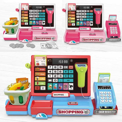 Fidtoy Kids Cash Register Toy Pretend Play Supermarket Set