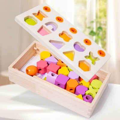 Fidtoy Wooden Shape and Number Learning Board for Kids – Montessori Counting Rings Math Toy