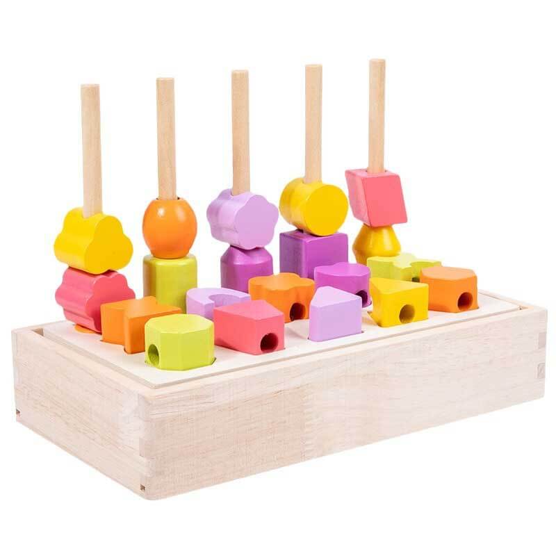 Fidtoy Wooden Shape and Number Learning Board for Kids – Montessori Counting Rings Math Toy