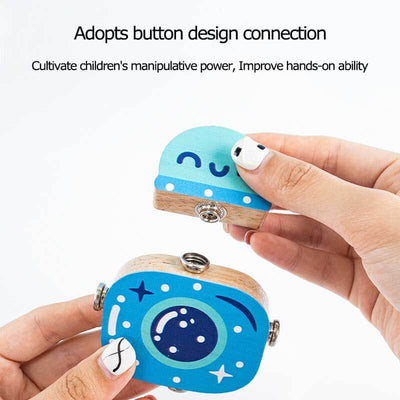 Fidtoy Wooden Robot Building Toy Snap Construction Set for Kids