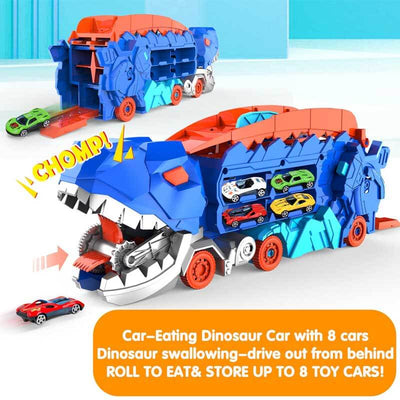 Fidtoy Dinosaur Transport Truck Toy 4 in 1 Race Track Playset