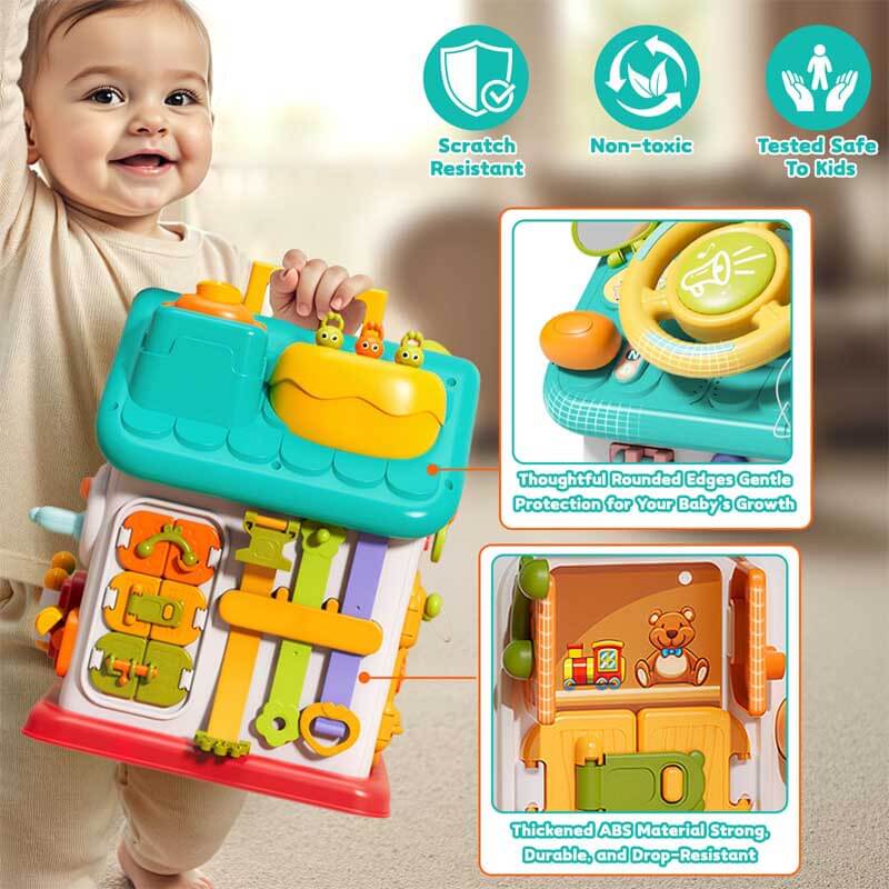 Fidtoy Montessori Cube d'activités pour tout-petits – Jouet d'apprentissage interactif pour le développement des premières compétences, de la motricité fine et de la croissance cognitive