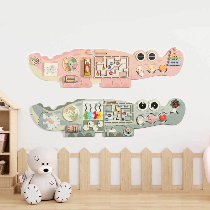 Fidtoy Tableau d'activités mural en bois – Jouet d'apprentissage multisensoriel Montessori pour tout-petits