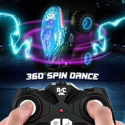 Fidtoy Voiture télécommandée RC Monster Shark Truck 360 Stunt RC pour enfants, lumières LED, musique, tout-terrain, jouet rechargeable