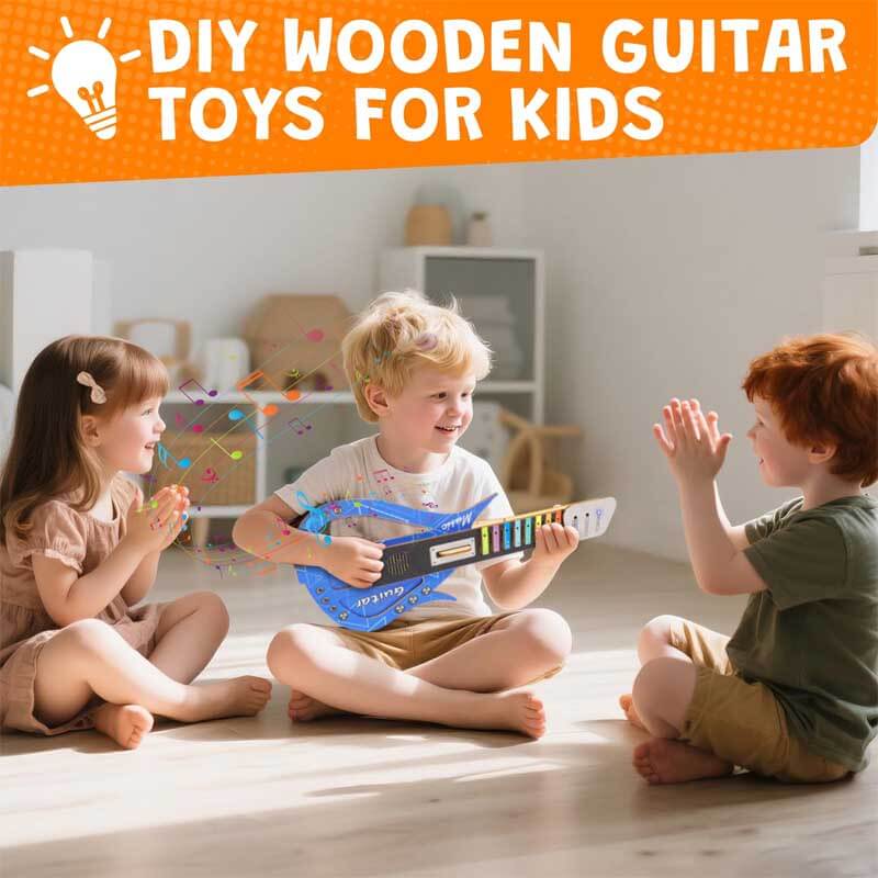 Fidtoy DIY Wooden Guitar for Kids 5+ – Build Your Own Musical Instrument Kit for Piano, Guitar & Bass