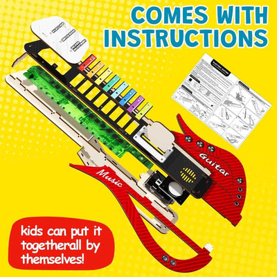 Fidtoy DIY Wooden Guitar for Kids 5+ – Build Your Own Musical Instrument Kit for Piano, Guitar & Bass