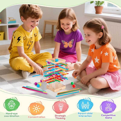 Fidtoy Montessori Wooden Board Game for Kids 3+ Educational Counting & Strategy Toy