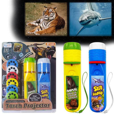 Fidtoy Proyector de Juguete con Linterna para Niños Luz de Aprendizaje Animal y Espacial