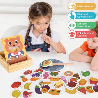 Fidtoy Ours en Bois d'Alimentation - Jouet Montessori d'Apprentissage Alimentaire