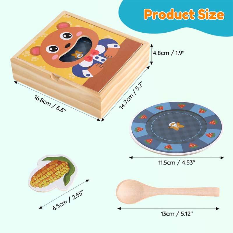 Fidtoy Ours en Bois d'Alimentation - Jouet Montessori d'Apprentissage Alimentaire