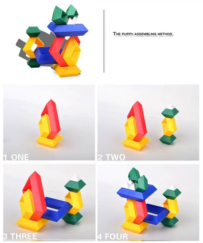 30 pièces de blocs de construction 3D en forme de pyramide cubique