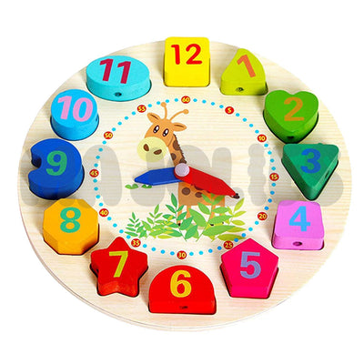 Reloj de madera para ensartar