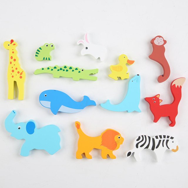 Juego de rompecabezas de madera de animales y bosque Fidtoy – Juguete educativo Montessori para niños pequeños