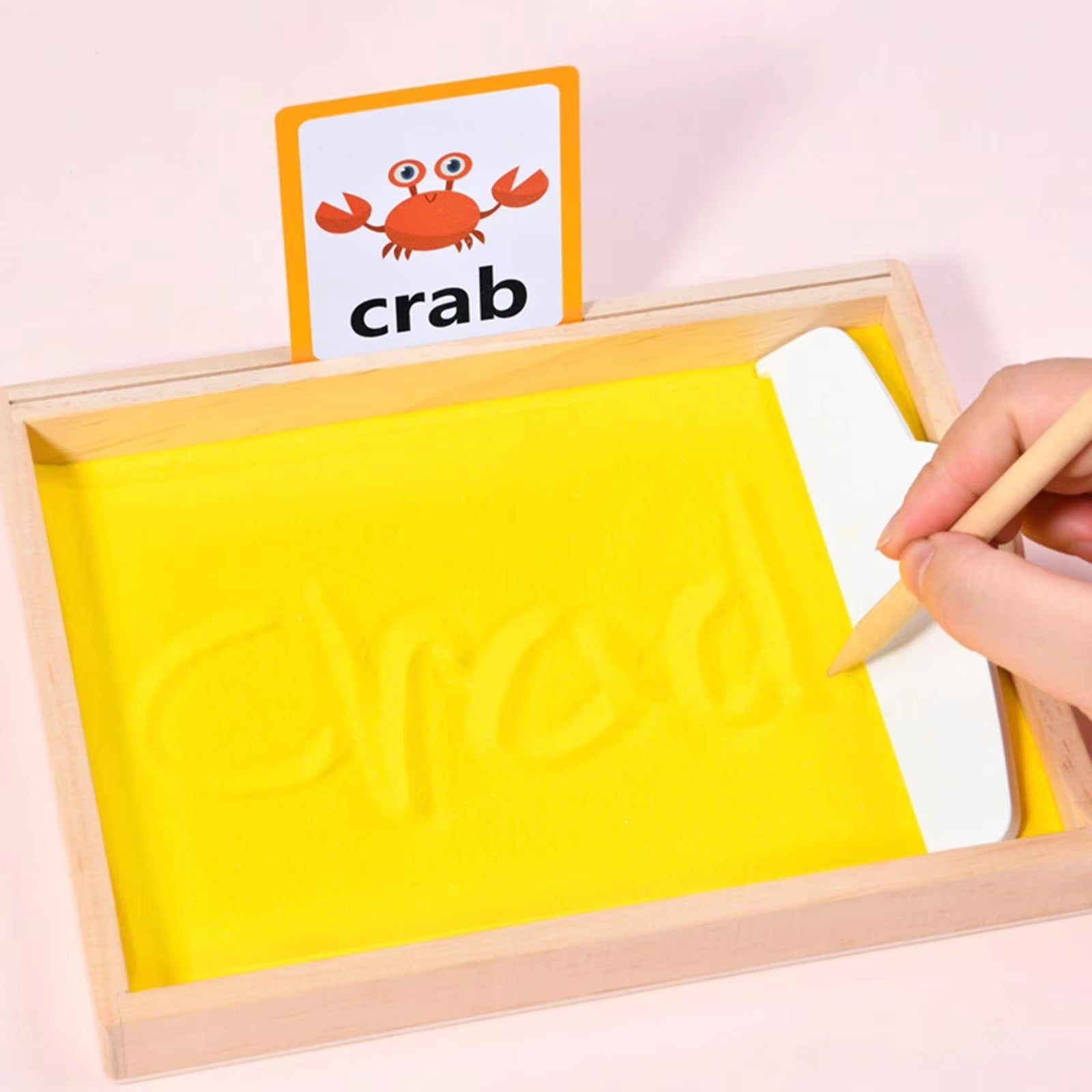 Fidtoy Montessori Wooden Sand Tray Tracing Preschool Kit for Kids Letter Number Pre Writing Practice Age 2-6