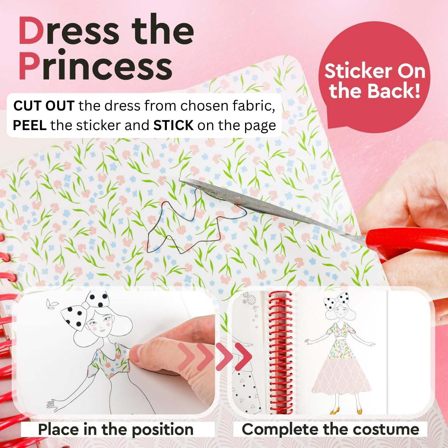 Pequeña diseñadora - Baile de princesas | Diseño de moda con telas, pegatinas de accesorios, colores