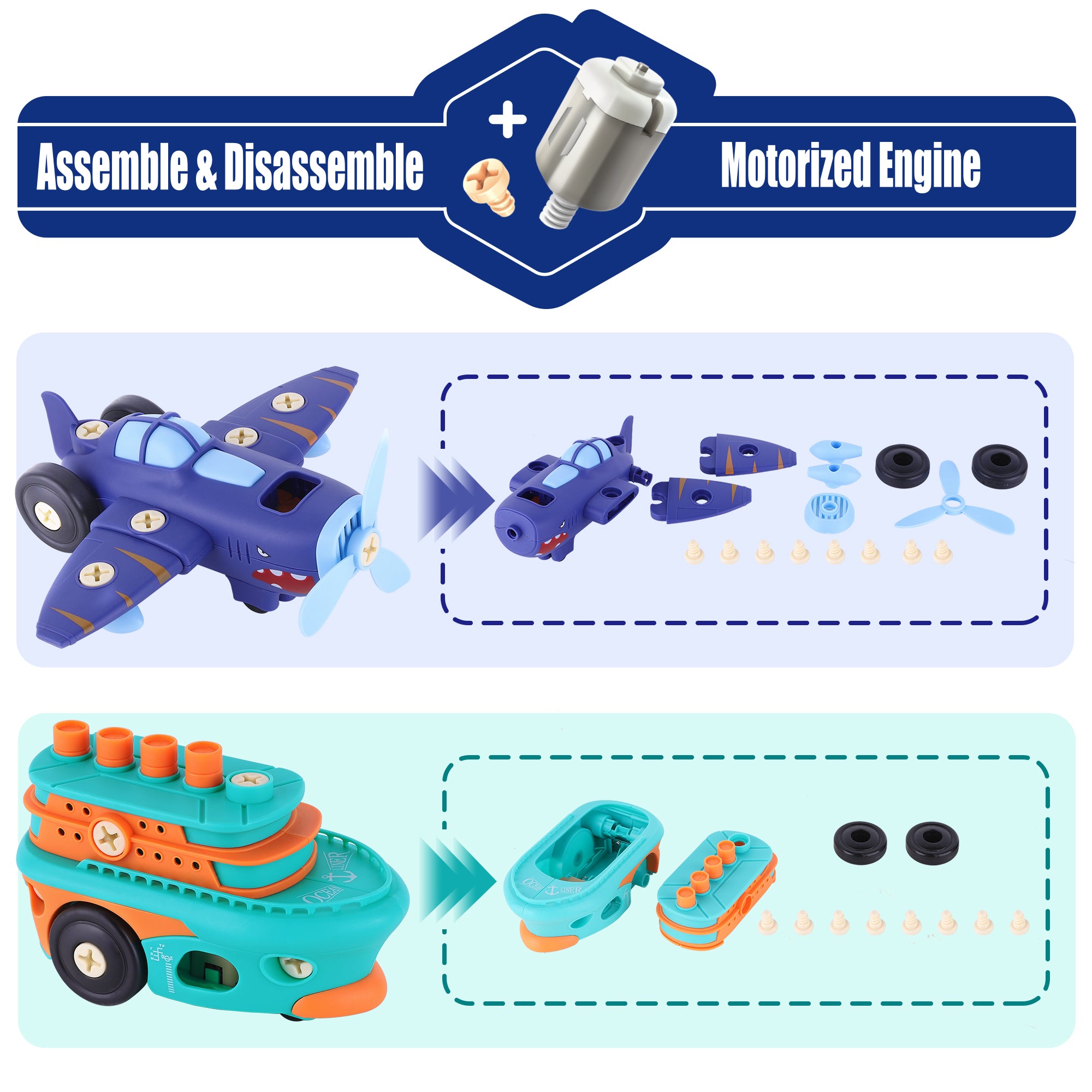Fidtoy Take Apart Vehicle Playset STEM Toy for Kids