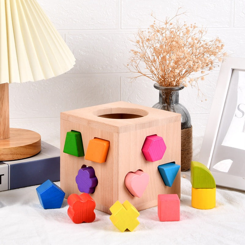 Boîte de tri de formes Montessori avec 12 blocs géométriques