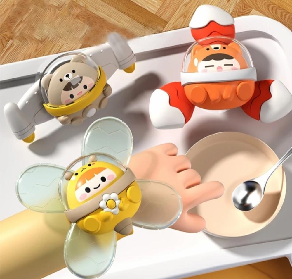 Jouet Fidtoy sensoriel et rotatif 3-en-1 pour tout-petits, en plastique, avec ventouses, pour le bain, les jeux de table, les voyages, l'exploration sensorielle et la motricité fine, à partir de 12 mois