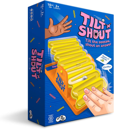 Fidtoy Tilt ’n’ Shout Speedy Seesaw Family Board Game for Kids & Adults | Plastic Party Game, 150 Category Cards, Interactive Marble Timer, Team Communication & Fast Answer Challenge Age 10+