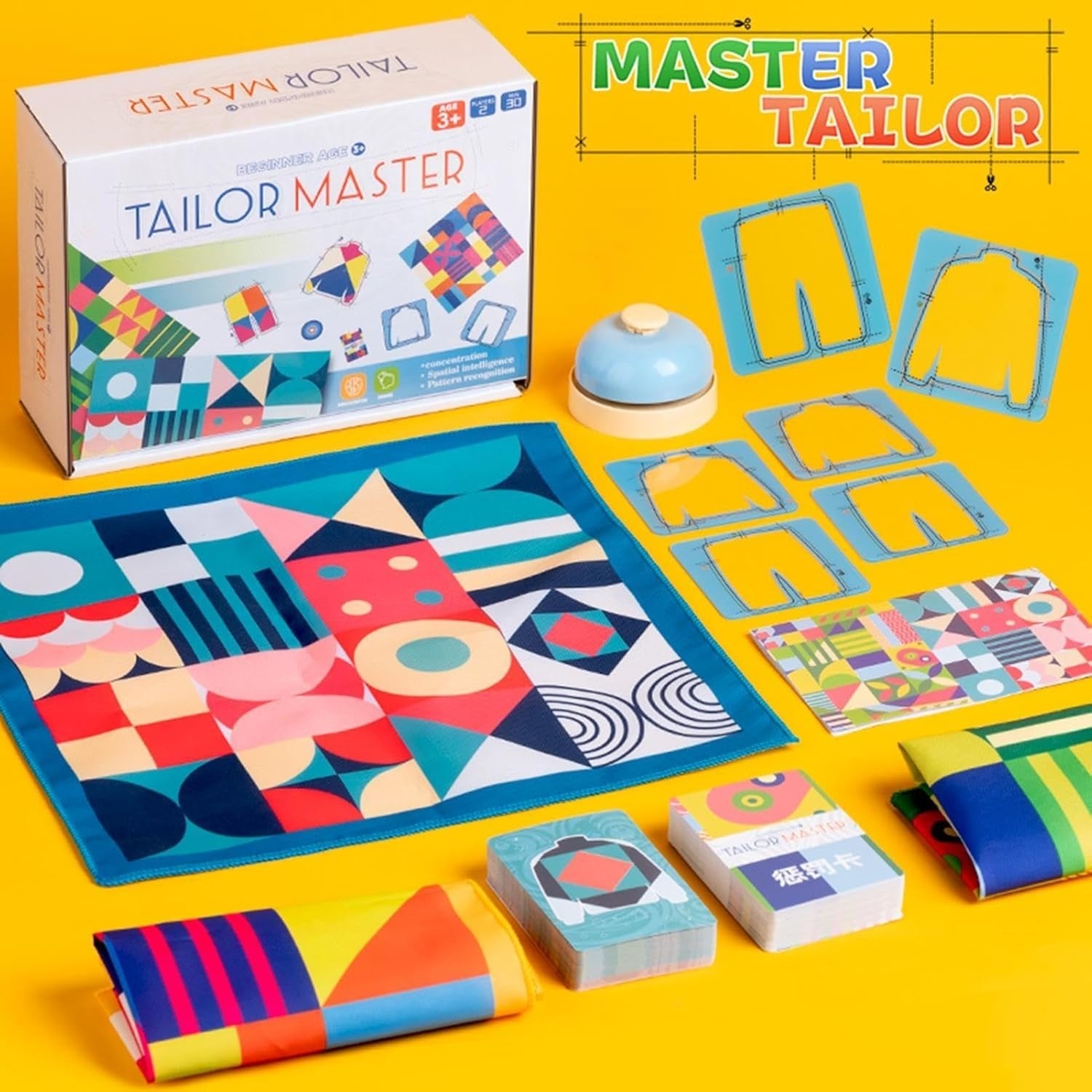 Fidtoy Tailor Master Interactive Pattern Challenge Game for Kids | Multiplayer Pattern Matching Board Game, Two-Player Color & Shape Challenge, Focus, Observation, Memory & Social Play Toy Age 2-6