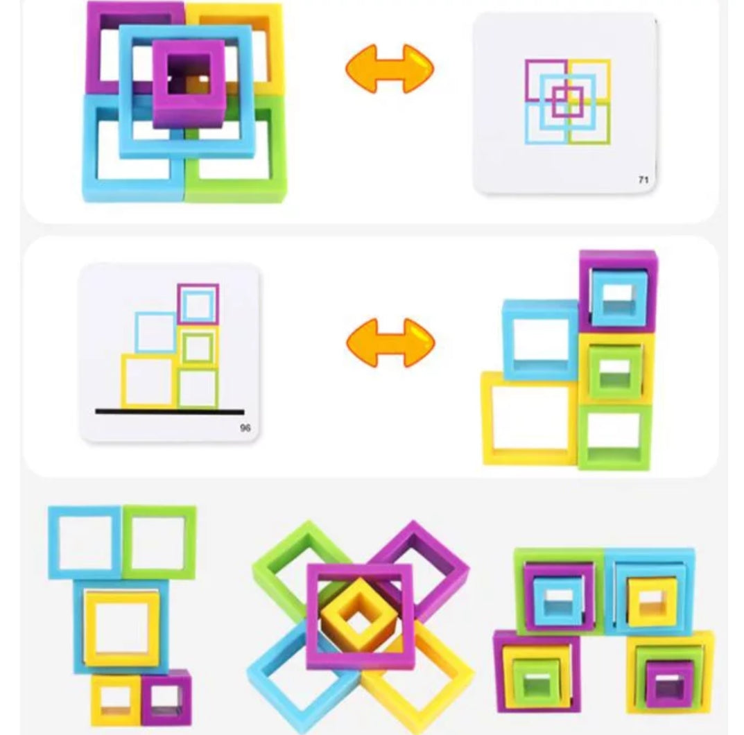 Fidtoy You Have Been Framed Intelligence Game, Pattern Matching Puzzle Game with Colorful Frames, 50 Double-Sided Cards and Buzzer-Style Play for 2-4 Players Ages 6+
