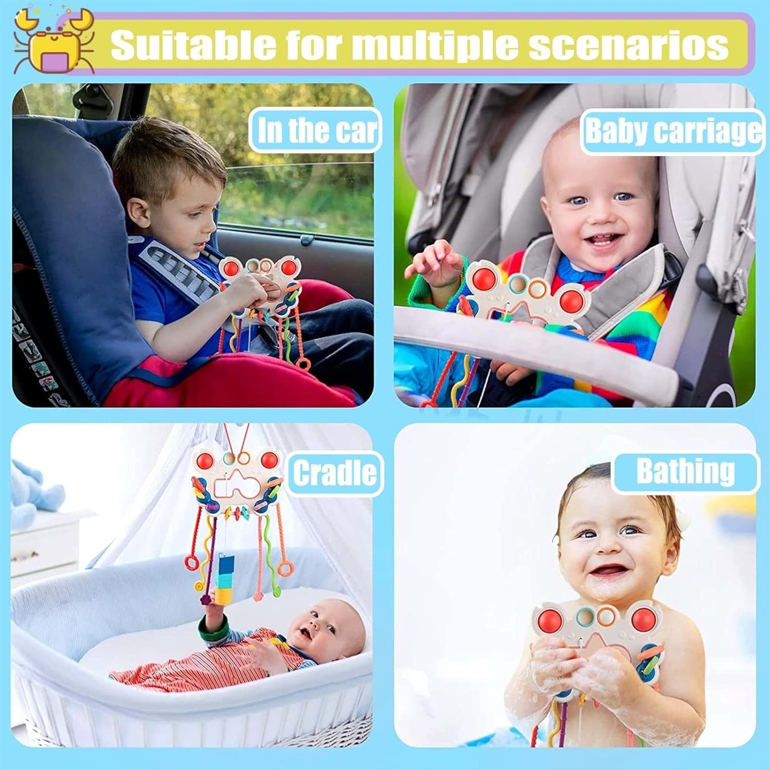 Juguete 5 en 1 para la motricidad fina y la actividad sensorial con cuerda de arrastre - 861