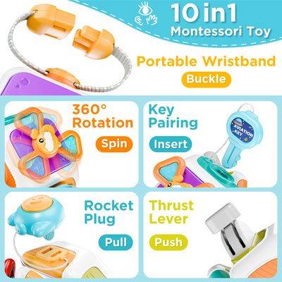 Fidtoy Cube d'activités sensoriel 10-en-1 pour tout-petits