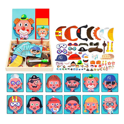 Fidtoy Magnetic Puzzle Book for Kids with 67 Magnets & 12 Design Cards – Funny Face Matching Travel Toy for Ages 3+