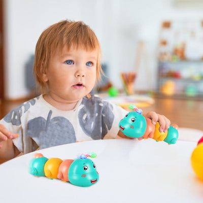 Fidtoy Magnetic Electric Caterpillar Light Sound Toy Set for Toddlers Crawling Music Play Age 12M+