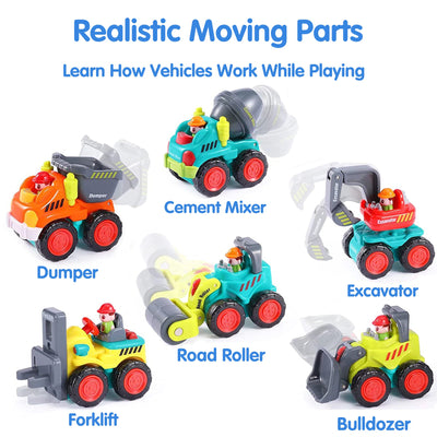 Fidtoy 6PCS Construction Vehicle Toy Set with Playmat for Kids