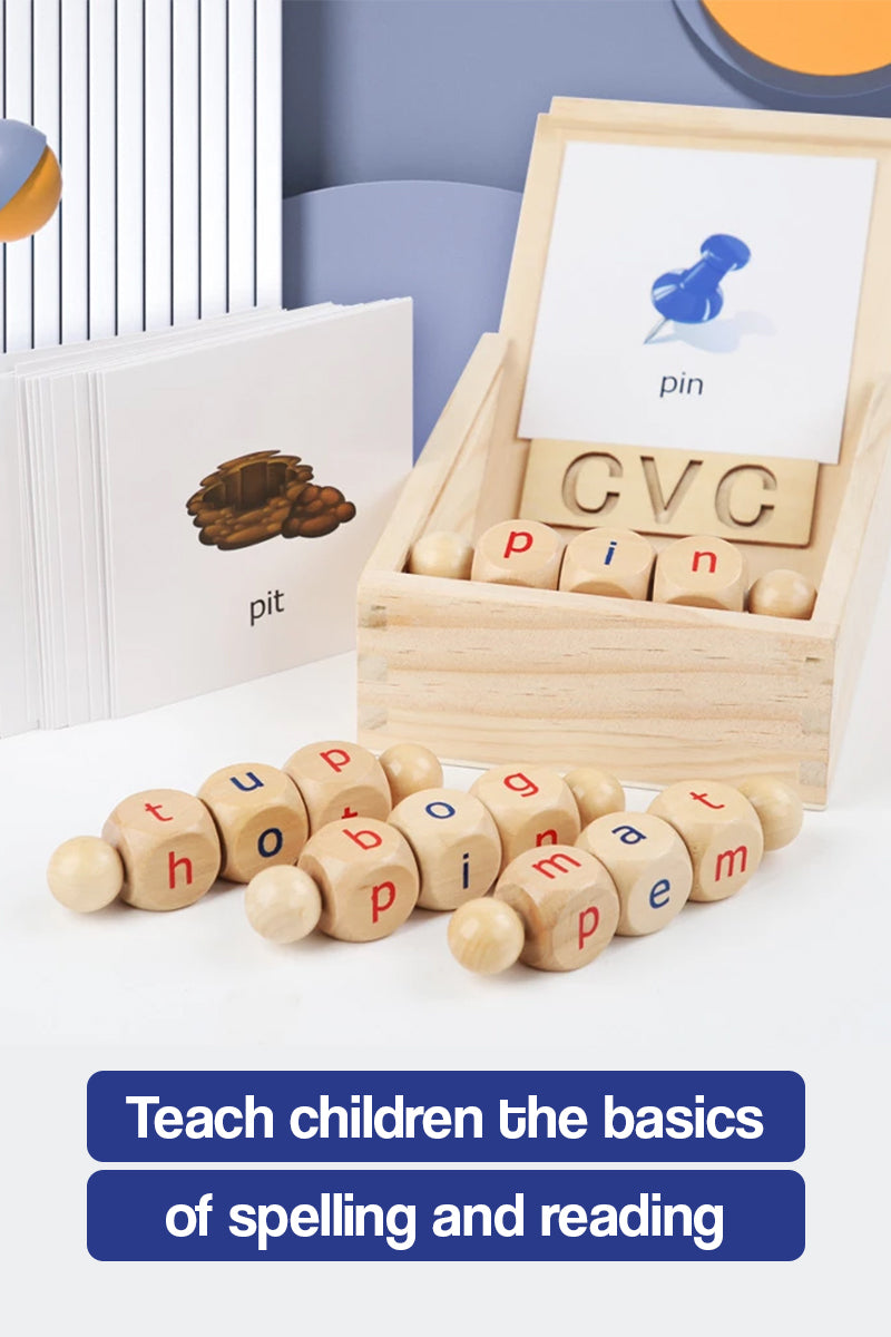 Juguete Didáctico de Letras CVC Giratorias de Madera