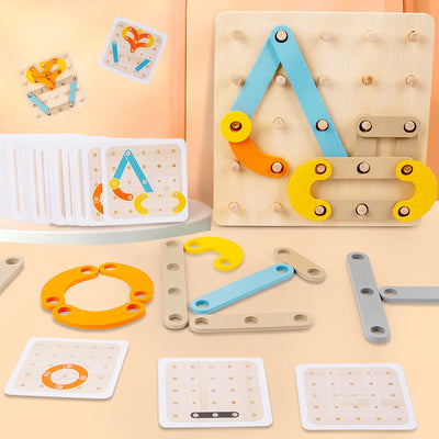 Planche à clous en bois Montessori, jouet géoplan à motifs et formes