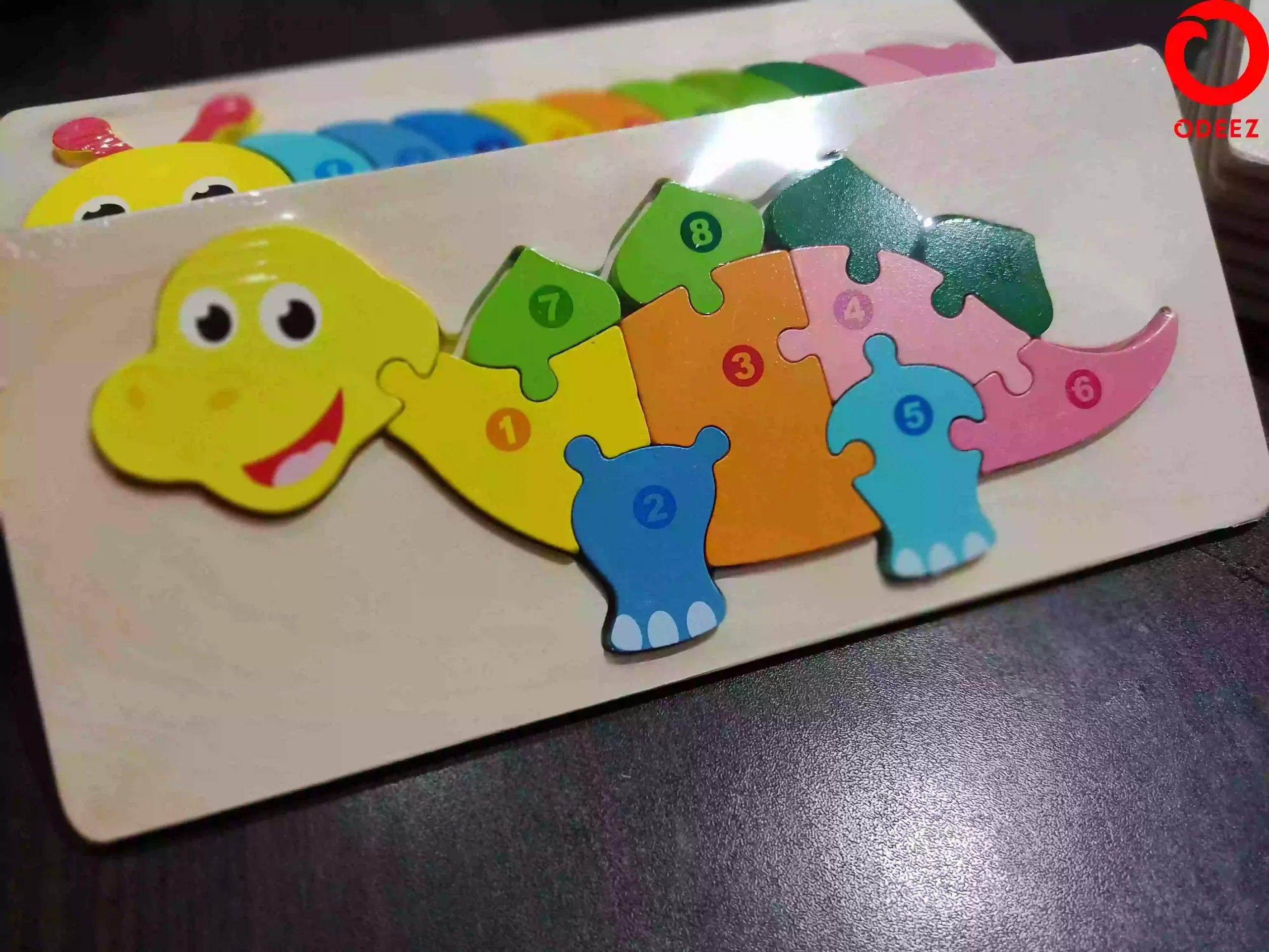 Fidtoy Puzzle en Bois 3D Dinosaure, Planche d'Animaux en Bois pour Tout-petits, Puzzle Dino Assorti pour la Maternelle, Jouet de Motricité Fine et de Reconnaissance des Couleurs pour les 2-6 Ans