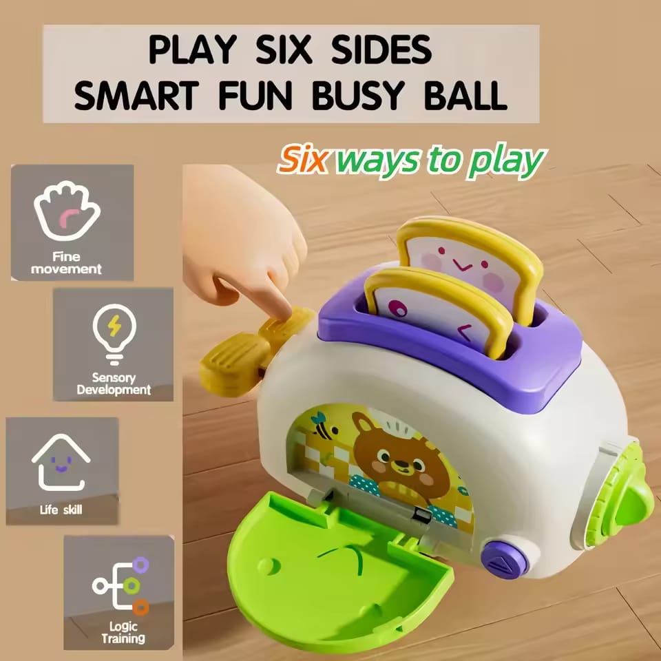 Fidtoy Montessori Toaster Busy Cube for Toddlers Sensory Fine Motor Cause Effect Learning Toy Age 12M+
