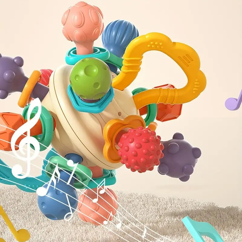 Fidtoy Colorful Teething and Sensory Baby Rattle Toy for Babies Fine Motor Grasping Exploration Play