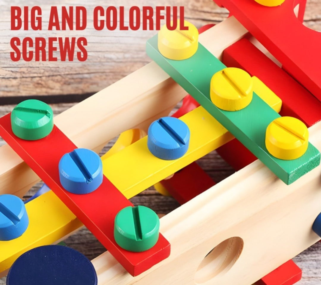 Fidtoy Wooden Reassembly Nut Screw Car Kit Take Apart Vehicle Building Toy for Kids Ages 3 to 8