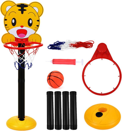 Fidtoy Kids Indoor Adjustable Basketball Hoop Playset with Tiger Base Ball Pump and Active Sports Fun