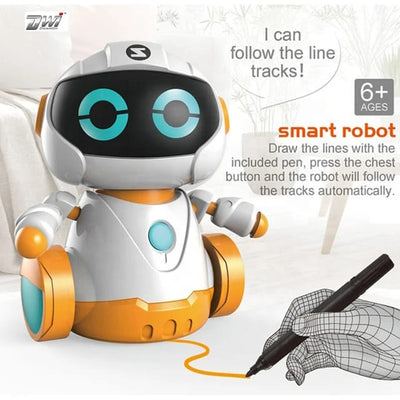 Fidtoy Smart Line Following Robot Play Set for Kids Ages 3+, Plastic Optical Sensor Robot Car with Pen, STEM Route Drawing Science Toy for Coding-Style Thinking and Engineering Play