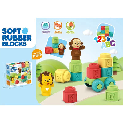 Blocs de construction souples en caoutchouc en forme d'animaux - 15 pièces