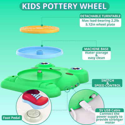DIY Frog Electric Pottery Wheel Pretend Play Set - 560