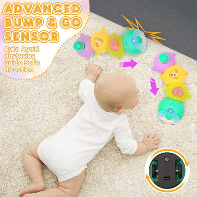 Fidtoy Magnetic Cute Electric Caterpillar Baby Toy with Light Sound for Babies Crawling Sensory Play Age 6M+