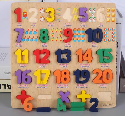 3D Alphabet Board with picture print, Capital, Small, Number and Shapes board - 4 in 1 Combo