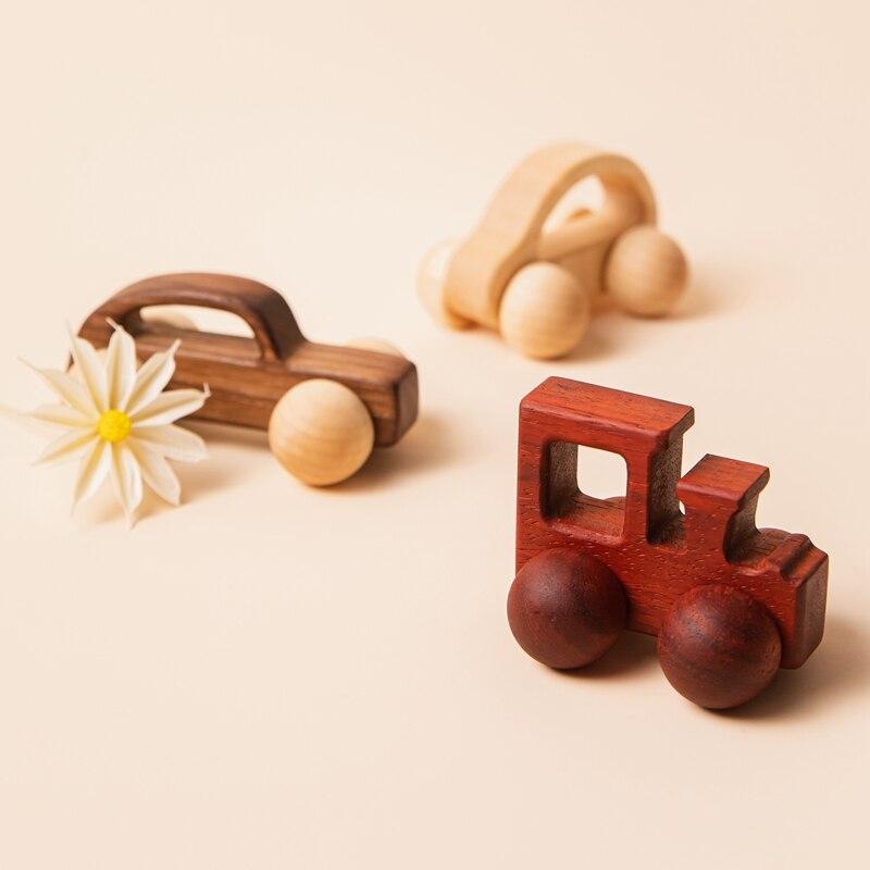 Fidtoy Ensemble de voitures en bois pour tout-petits – Lot de 3 voitures à pousser et à rouler pour bébés
