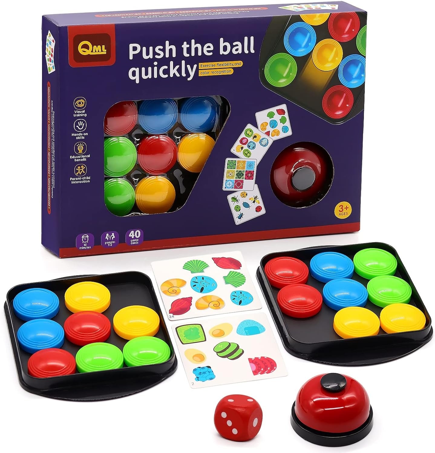 Fidtoy Push the Ball Quickly Pattern Multiplayer Game for Kids Fast Color Matching Board Game Logic Thinking Toy Ages 3-8