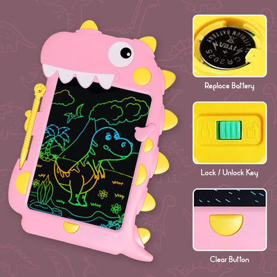 Fidtoy Multicolor Dinosaur LCD Writing Tablet for Kids 8.5 Inch Paperless Doodle Drawing Board Age 3+