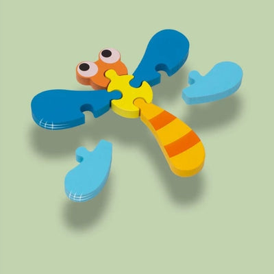 Fidtoy Puzzle 3D Mignon Animal - Modèle Aléatoire, Puzzle en Bois pour Tout-petits, Compétences Spatiales Préscolaires et Jouet d'apprentissage Précoce pour les 2-6 Ans
