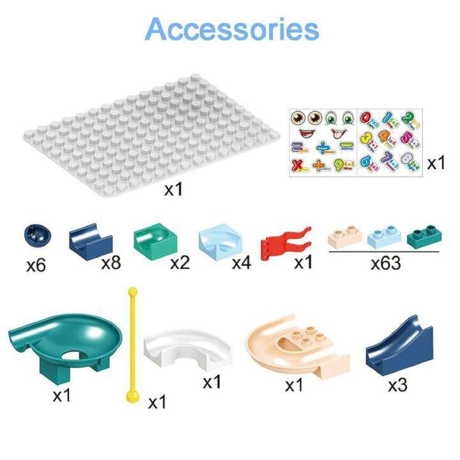 Fidtoy Variable Slide Way Assembly Building Blocks 88 Pieces for Kids | Plastic Marble Run Construction Set, Rolling Ball Track, Glow-in-the-Dark Marbles, STEM Building & Parent-Child Engineering Toy Age 4+