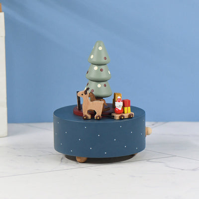 Débutant--Boîte à Musique en Bois Décoration Flocon de Neige de Noël Cerf