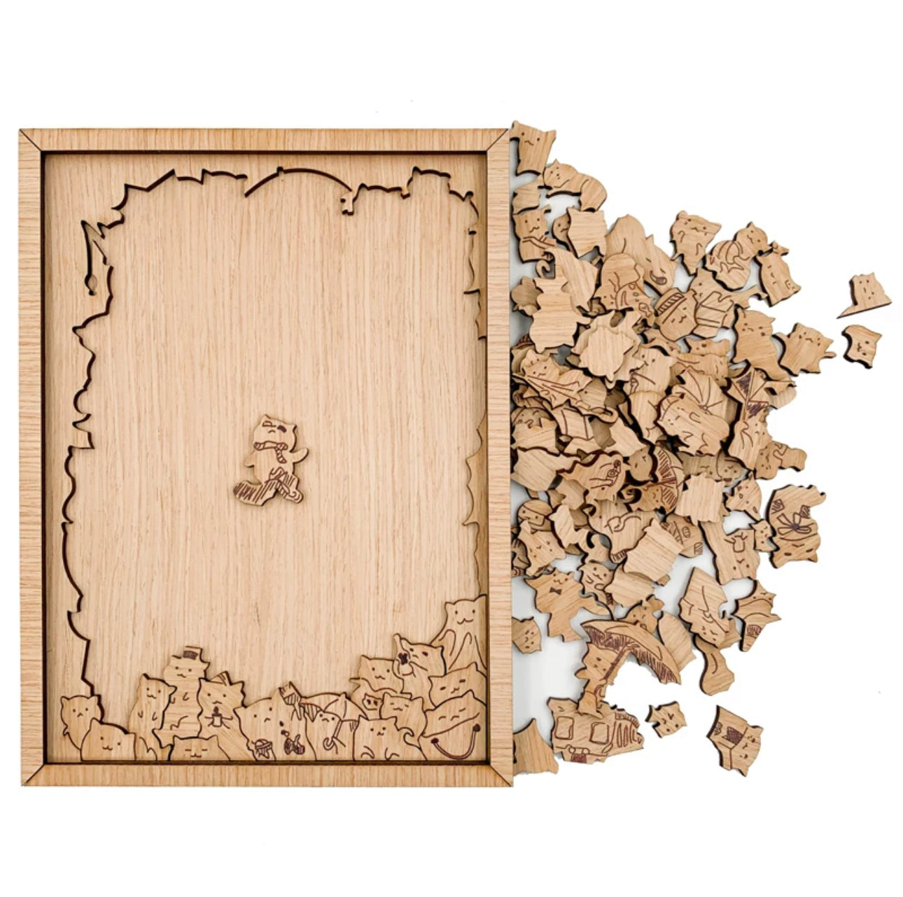 Fidtoy 100 Gatos Rompecabezas de Madera – Rompecabezas Creativo y Educativo en Forma de Gato para Niños y Adultos