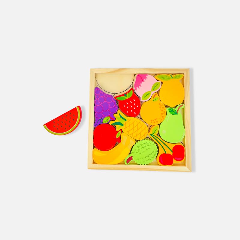 Fidtoy Tangram de Madera - Juguete Educativo de Frutas para Niños Pequeños Montessori Aprendizaje de Matemáticas y Formas